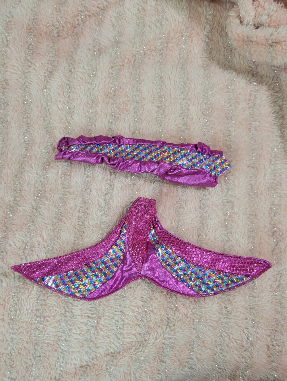 Pink Sparkle JEWEL HAIR Mermaid Tail Costume Set for Barbie